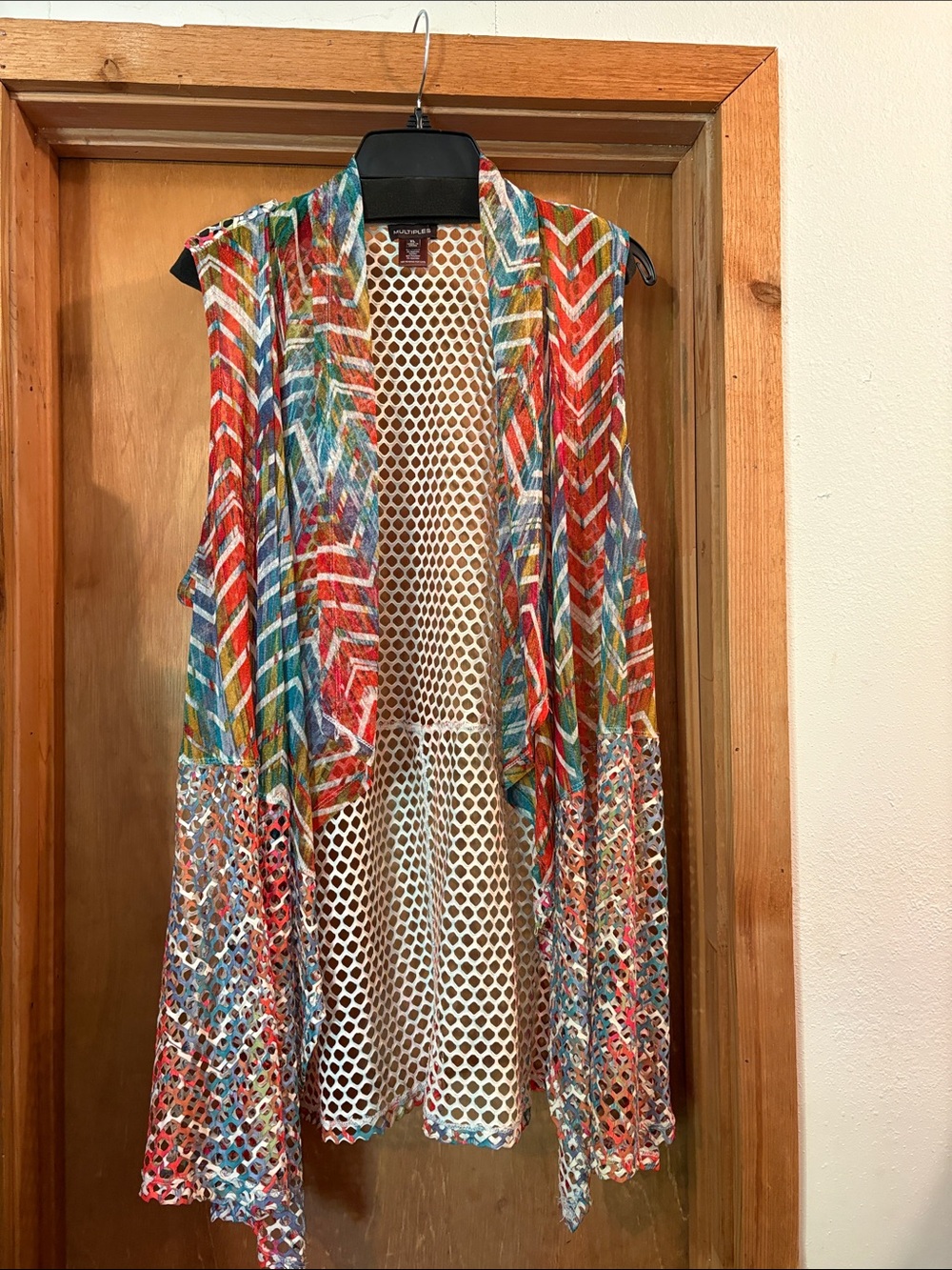 Multiples Multicolor Chevron & Floral Open Drape Tunic